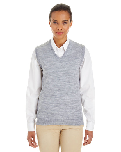 Harriton Ladies' Pilbloc™ V-Neck Sweater Vest M415W #color_GREY HEATHER