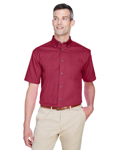 Harriton Men's Easy Blend™ Short-Sleeve Twill Shirt with Stain-Release M500S #color_WINE