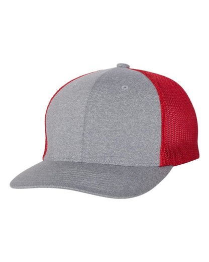 Flexfit Mélange Trucker Cap 6311 #color_Heather Grey/ Red