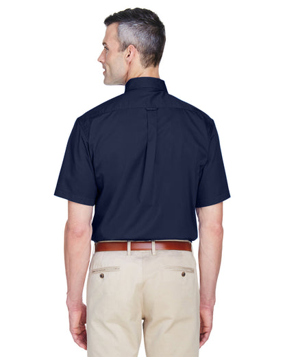 Harriton Men's Easy Blend™ Short-Sleeve Twill Shirt with Stain-Release M500S #color_NAVY