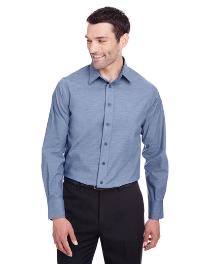 Devon & Jones Men's Crown Collection® Stretch Pinpoint Chambray Woven Shirt DG562 #color_NAVY