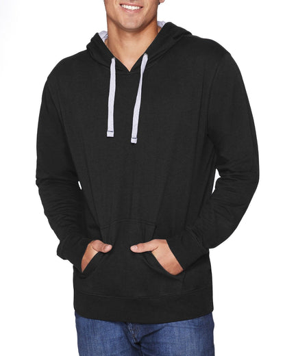 Next Level Apparel Unisex Laguna French Terry Pullover Hooded Sweatshirt 9301 #color_BLACK / HTHR GREY