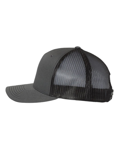 Richardson Five-Panel Trucker Cap 112FP #color_Charcoal/ Black