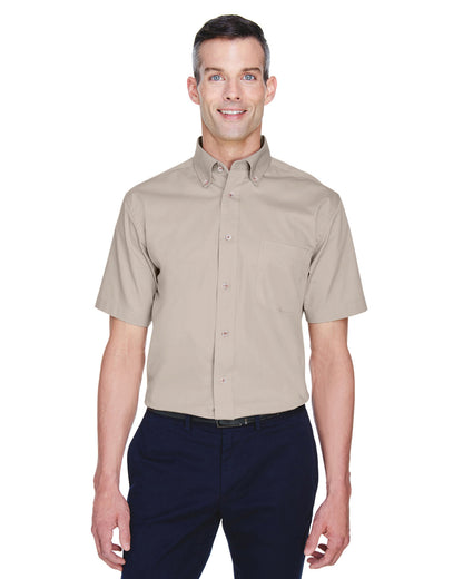 Harriton Men's Easy Blend™ Short-Sleeve Twill Shirt with Stain-Release M500S #color_STONE