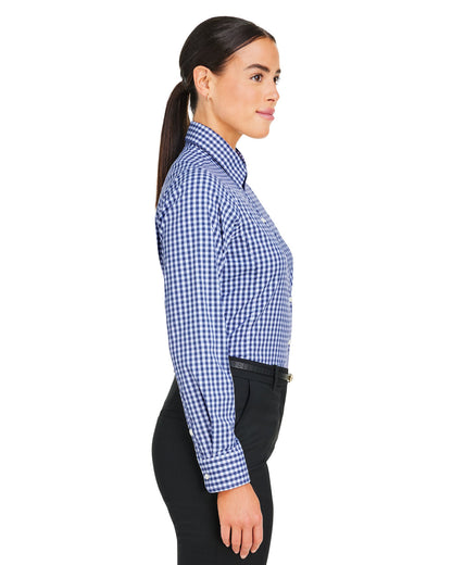 Devon & Jones CrownLux Performance® Ladies' Gingham Shirt DG536W #color_NAVY / WHITE