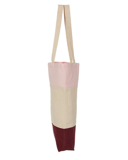 Q-Tees 11L Tri-Color Tote Q125900 #color_Maroon/ Natural/ Light Pink