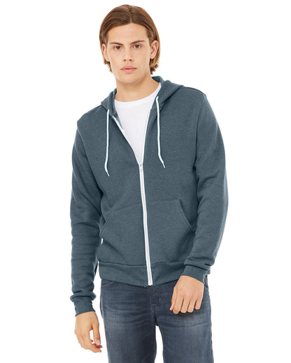 BELLA + CANVAS Unisex Sponge Fleece Full-Zip Hooded Sweatshirt 3739 #color_HEATHER SLATE