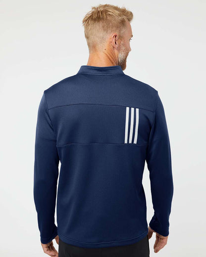 Adidas 3-Stripes Double Knit Quarter-Zip Pullover A482 #colormdl_Team Navy Blue/ Grey Two