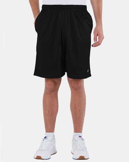 Champion Polyester Mesh 9" Shorts with Pockets S162 #colormdl_Black