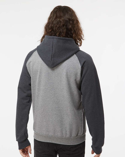 King Fashion Fleece Raglan Hooded Sweatshirt KF4042 #colormdl_Grey Heather/ Dark Charcoal