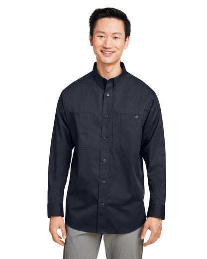 Harriton Men's Advantage IL Long-Sleeve Workshirt M585L #color_BLACK