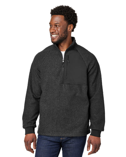 North End Men's Aura Sweater Fleece Quarter-Zip NE713 #color_BLACK