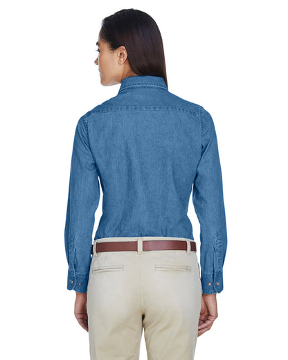 Harriton Ladies' Long-Sleeve Denim Shirt M550W #color_LIGHT DENIM