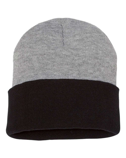 Sportsman 12" Color Blocked Cuffed Beanie SP12T #color_Heather/ Black