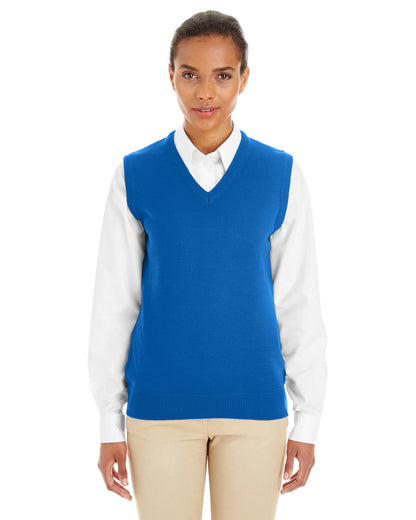 Harriton Ladies' Pilbloc™ V-Neck Sweater Vest M415W #color_TRUE ROYAL