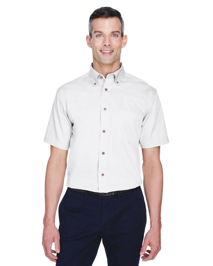 Harriton Men's Easy Blend™ Short-Sleeve Twill Shirt with Stain-Release M500S #color_WHITE