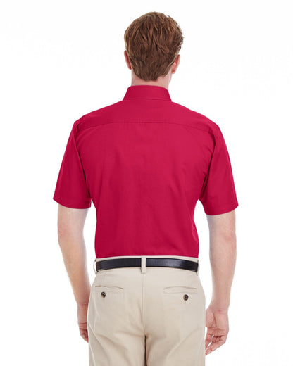 Harriton Men's Foundation Cotton Short-Sleeve Twill Shirt with Teflon™ M582 #color_RED