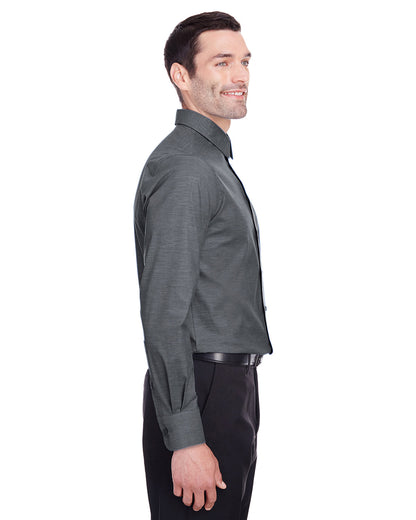Devon & Jones Men's Crown Collection® Stretch Pinpoint Chambray Woven Shirt DG562 #color_BLACK
