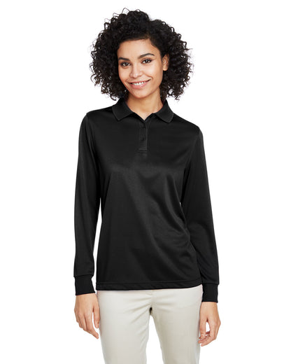 Harriton Ladies' Advantage Snag Protection Plus IL Long Sleeve Polo M348LW #color_BLACK