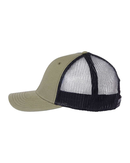 Atlantis Headwear Sustainable Recy Three Trucker Cap RETH #color_Olive/ Black