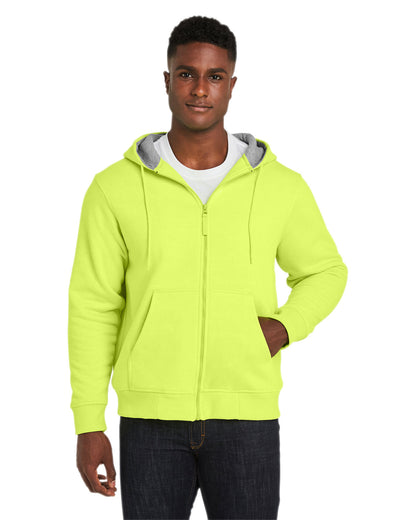 Harriton Men's Tall ClimaBloc™ Lined Heavyweight Hooded Sweatshirt M711T #color_SAFETY YELLOW