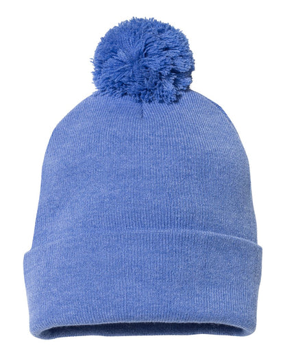 Sportsman 12" Pom-Pom Cuffed Beanie SP15 #color_Heather Royal