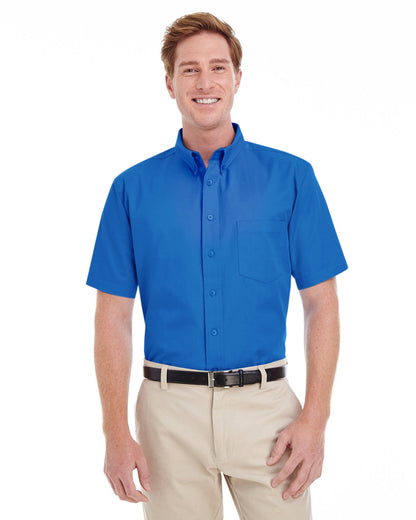 Harriton Men's Foundation Cotton Short-Sleeve Twill Shirt with Teflon™ M582 #color_FRENCH BLUE