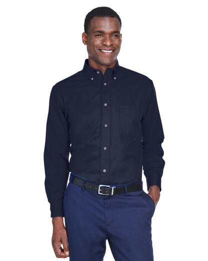 Harriton Men's Tall Easy Blend™ Long-Sleeve Twill Shirt with Stain-Release M500T #color_NAVY