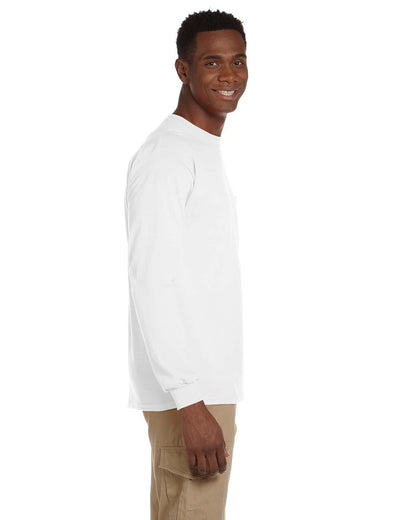 Gildan Adult Ultra Cotton® Long-Sleeve Pocket T-Shirt G241 #color_WHITE