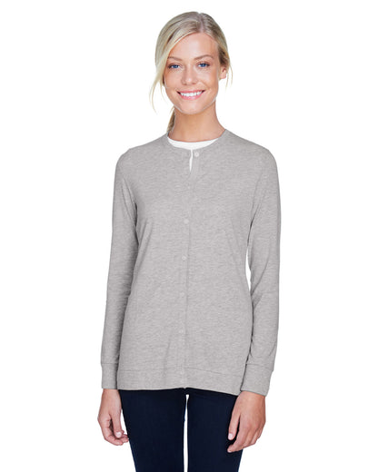 Devon & Jones Ladies' Perfect Fit™ Ribbon Cardigan DP181W #color_GREY HEATHER