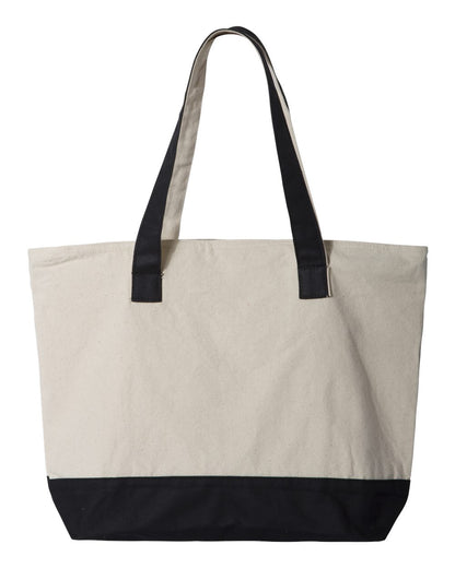 Q-Tees 19L Zippered Tote Q1300 #color_Natural/ Black