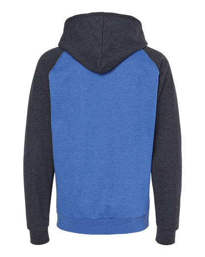 King Fashion Fleece Raglan Hooded Sweatshirt KF4042 #color_Heather Royal/ Dark Charcoal