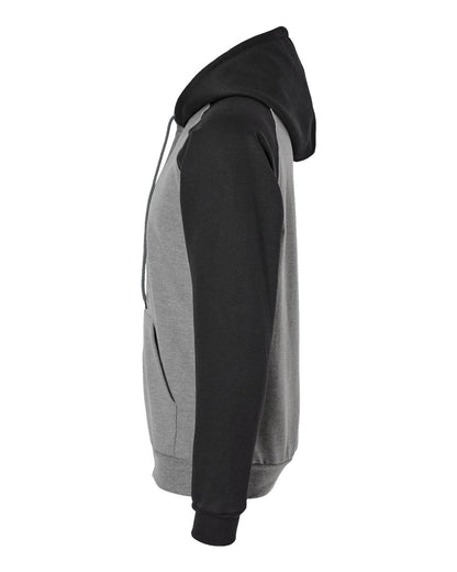 King Fashion Fleece Raglan Hooded Full-Zip Sweatshirt KF4048 #color_Grey Heather/ Black