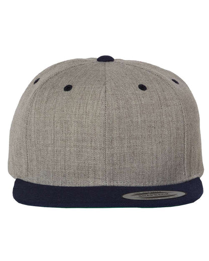 YP Classics Premium Flat Bill Snapback Cap 6089M #color_Heather Grey/ Navy