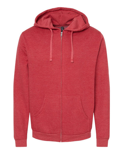 M&O Unisex Zipper Fleece Hoodie 3331 #color_Heather Red