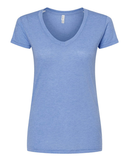 M&O Women's Deluxe Blend V-Neck T-Shirt 3542 #color_Heather Blue