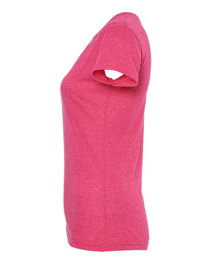 M&O Women's Deluxe Blend V-Neck T-Shirt 3542 #color_Heather Fuchsia