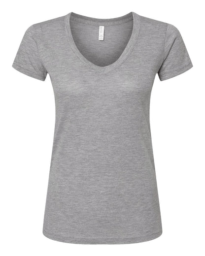 M&O Women's Deluxe Blend V-Neck T-Shirt 3542 #color_Heather Grey