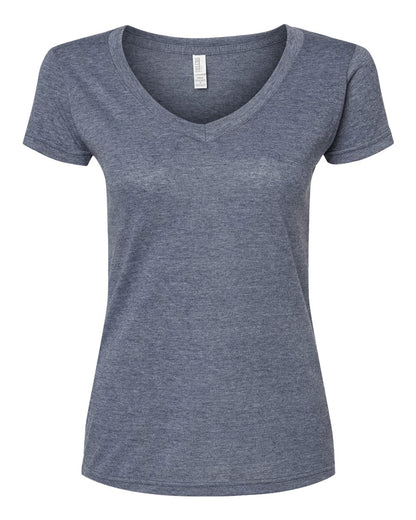 M&O Women's Deluxe Blend V-Neck T-Shirt 3542 #color_Heather Navy