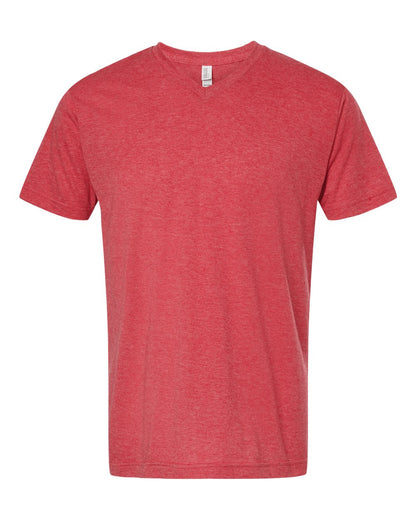 M&O Deluxe Blend V-Neck T-Shirt 3543 #color_Heather Red