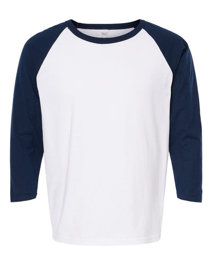 M&O Raglan Three-Quarter Sleeve Baseball T-Shirt 5540 #color_White/ Navy