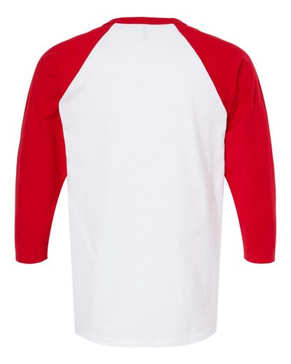 M&O Raglan Three-Quarter Sleeve Baseball T-Shirt 5540 #color_White/ Red
