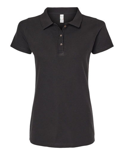 M&O Women's Ringspun Pique Polo 7600 #color_Black