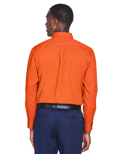 Harriton Men's Easy Blend™ Long-Sleeve Twill Shirt with Stain-Release M500 #color_TEAM ORANGE