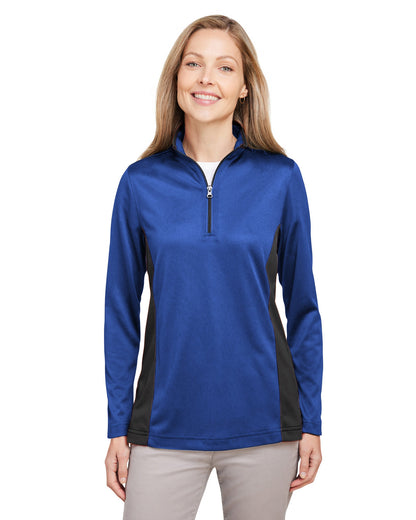 Harriton Ladies' Flash Snag Protection Plus IL Colorblock Quarter-Zip M786W #color_TRUE ROYAL / BLK