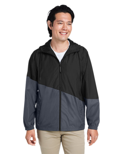 Core365 Unisex Techno Lite Colorblock Windbreaker CE710 #color_BLACK