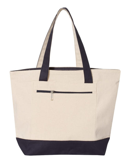 Q-Tees 19L Zippered Tote Q1300 #color_Natural/ Navy