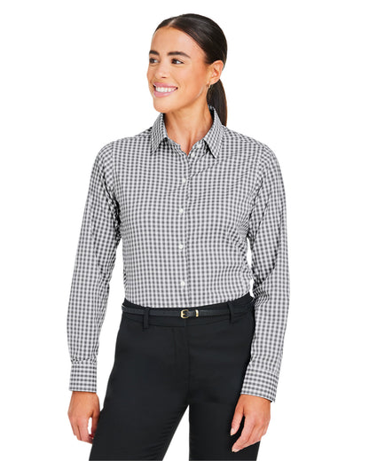 Devon & Jones CrownLux Performance® Ladies' Gingham Shirt DG536W #color_GRAPHITE / WHITE