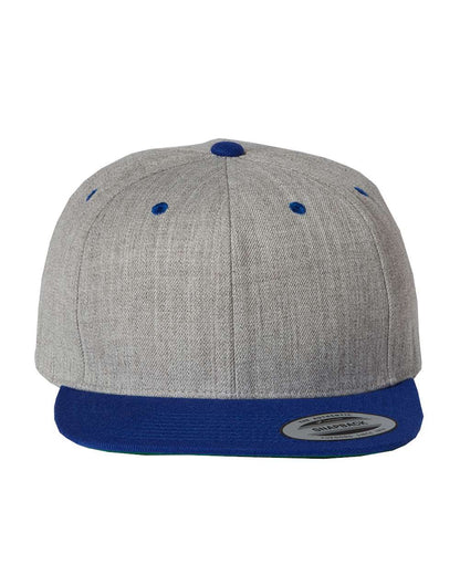 YP Classics Premium Flat Bill Snapback Cap 6089M #color_Heather Grey/ Royal