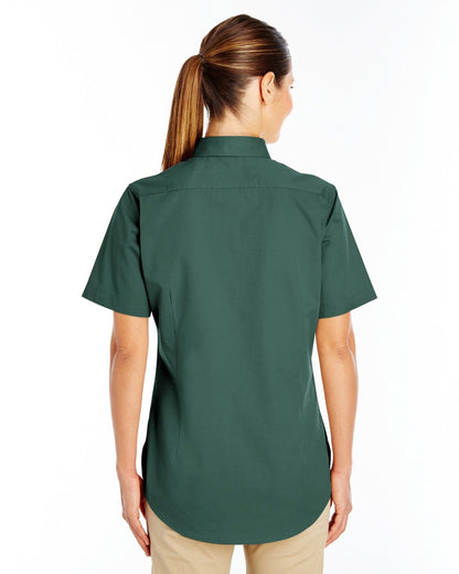 Harriton Ladies' Foundation Cotton Short-Sleeve Twill Shirt with Teflon™ M582W #color_HUNTER